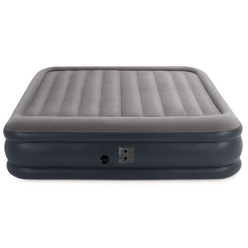 Open Box Intex Deluxe Pillow Rest Inflatable Air Mattress with Pump King 