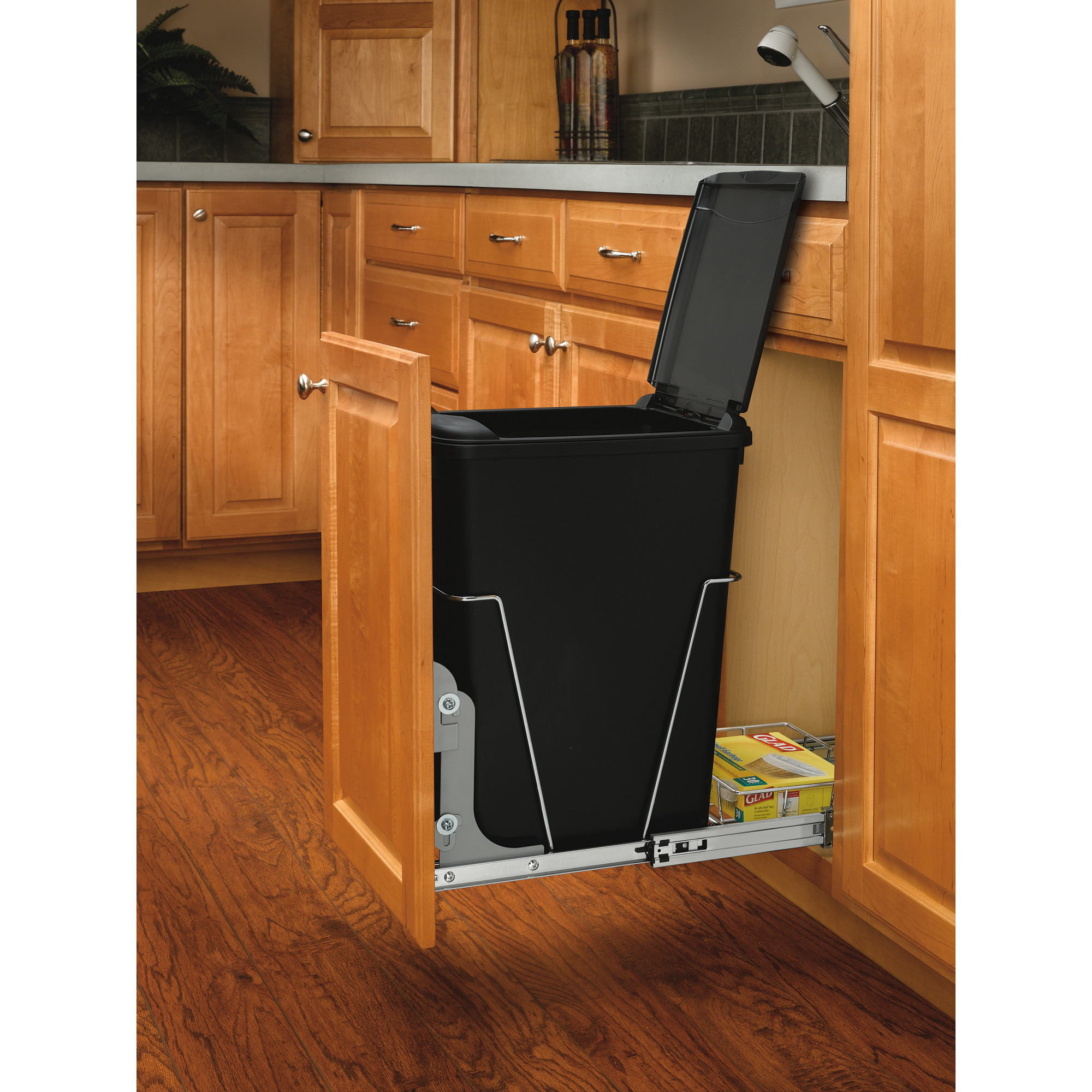 Rev-A-Shelf RV-12KD-18C S Single 35-Qt Kitchen Cabinet Pullout Waste Container Rev-A-Shelf RV-12KD-18C S Single 35-Qt Kitchen Cabinet Pullout Waste Container