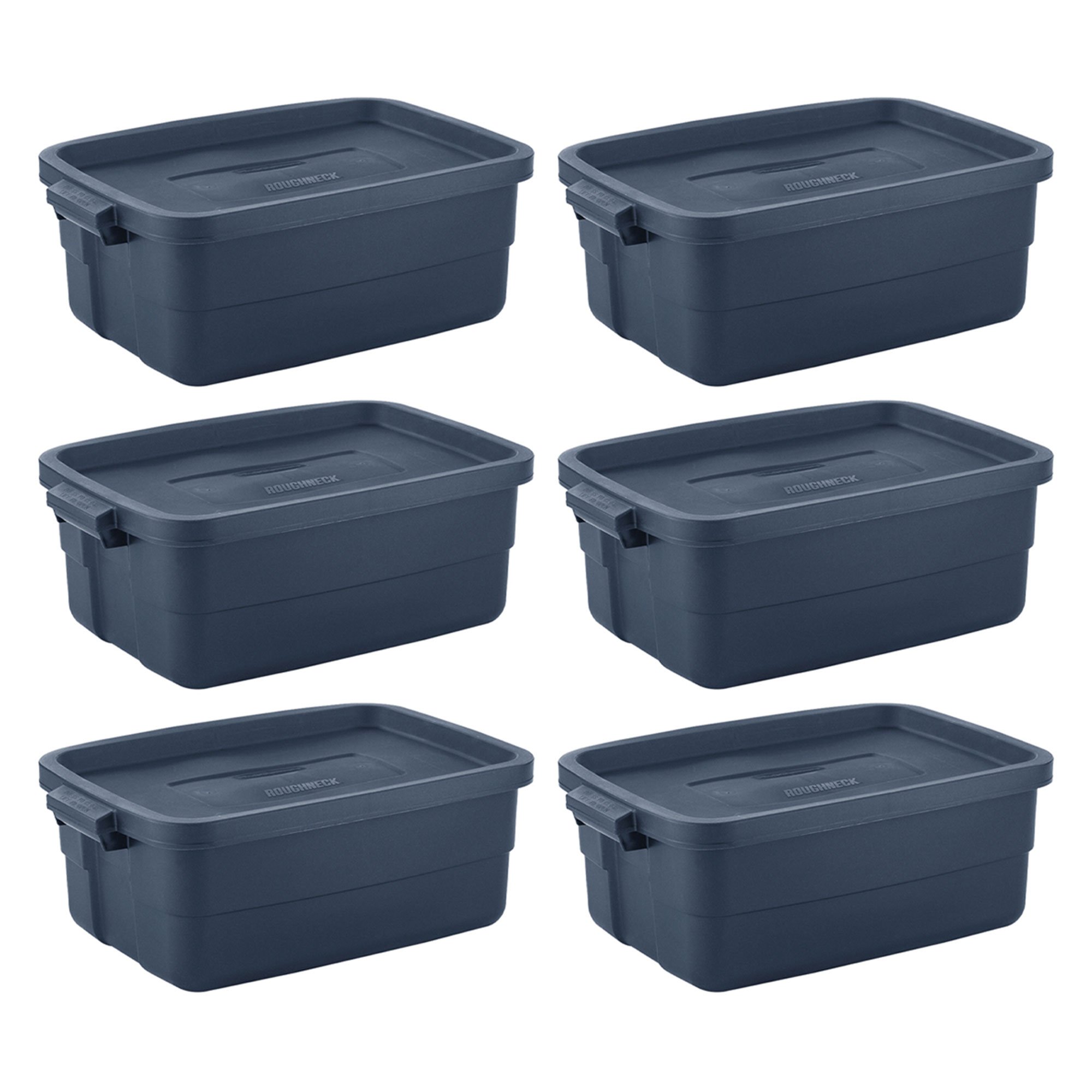 Rubbermaid Roughneck 50 Gallon Rugged Stackable Storage Tote Container 8 Pack Dark Indigo Metallic Rubbermaid Roughneck 50 Gallon Rugged Stackable Storage Tote Container 8 Pack Dark Indigo Metallic