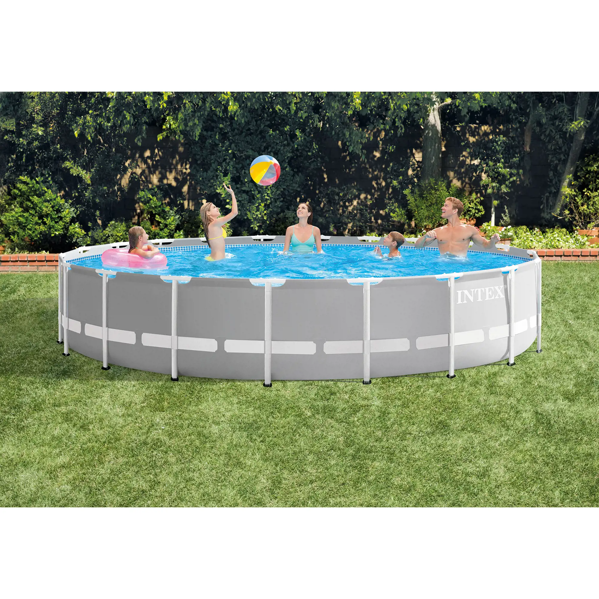 Intex 20 Foot X 52 Inch Prism Frame Above Ground Swimming Pool W Intex 20 Foot X 52 Inch Prism Frame