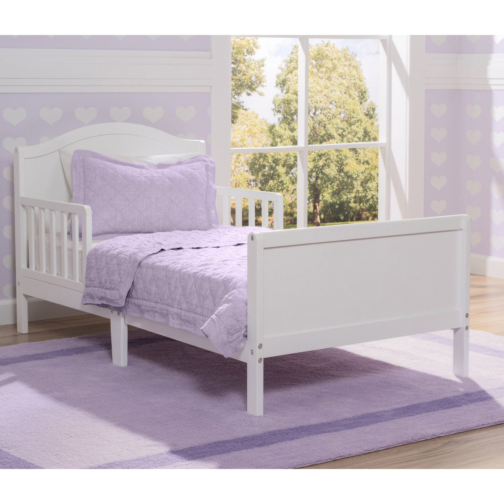Delta Children Toddler Bed Frame with Guardrails, White (Bed