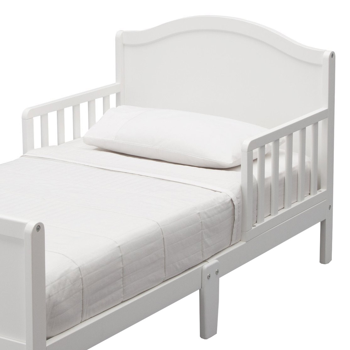 Delta Children Toddler Bed Frame with Guardrails, White (Bed