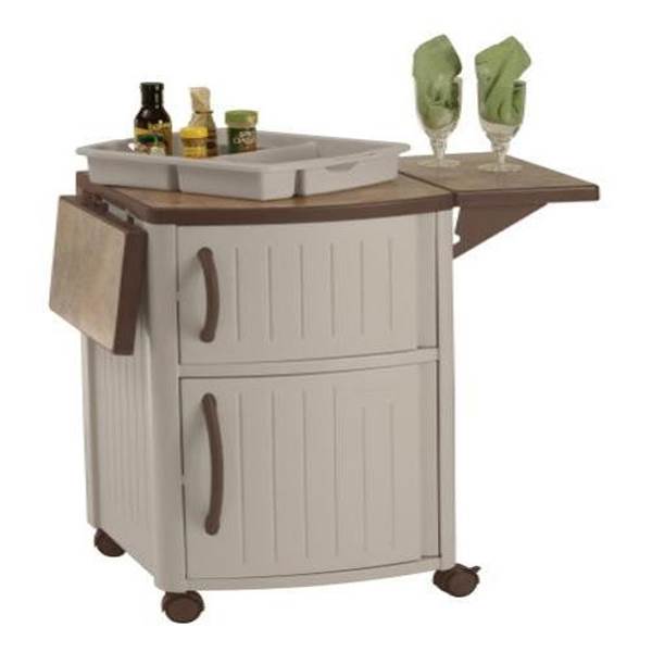 New Suncast Portable Outdoor Patio Prep Serving Station Table Cabinet 2 Pack New Suncast Portable Outdoor Patio Prep, Suncast Outdoor Grilling Prep Station Table With Storage Taupe Brown