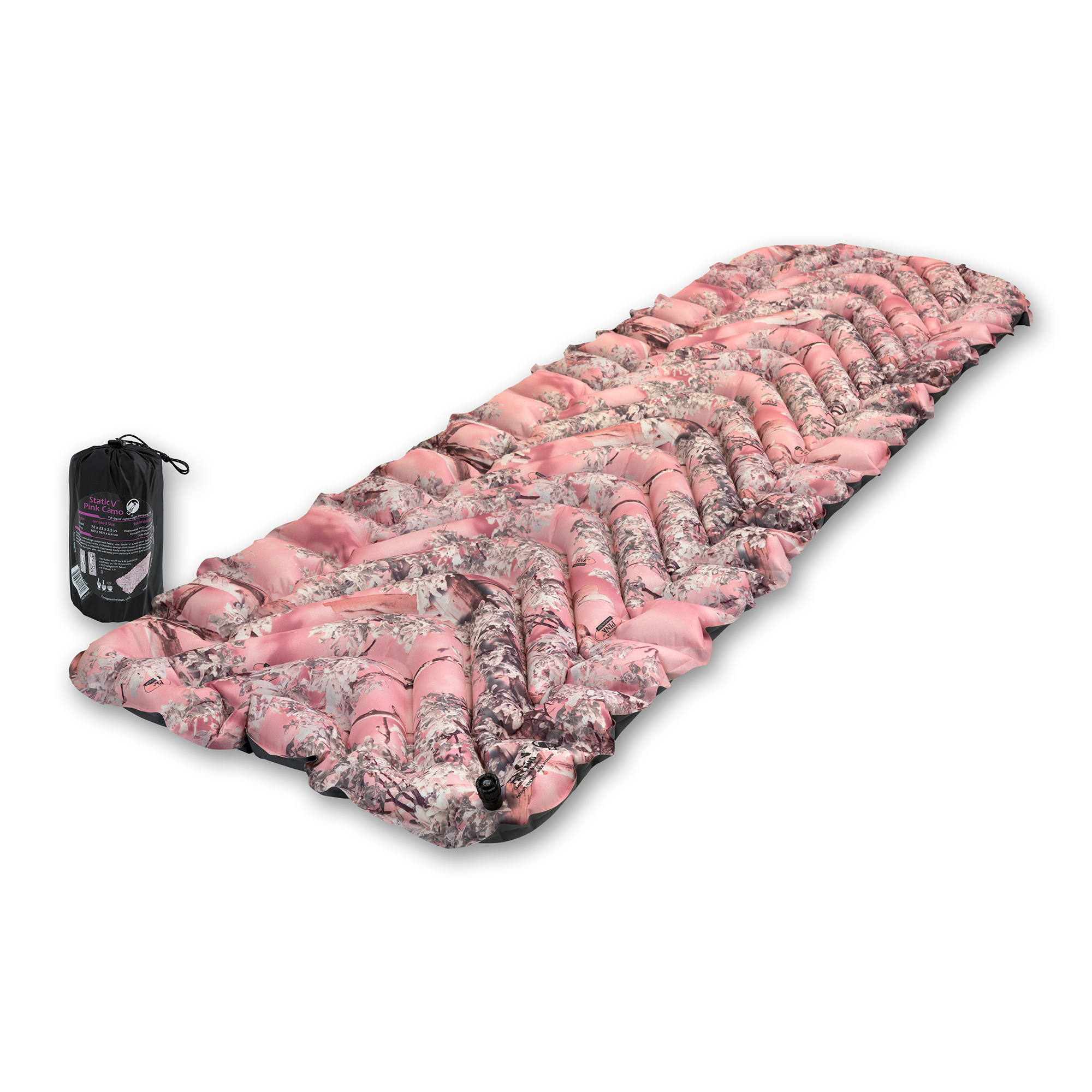 Klymit Static V Camo Advanced Body Mapped Inflatable Sleeping Pad, Pink