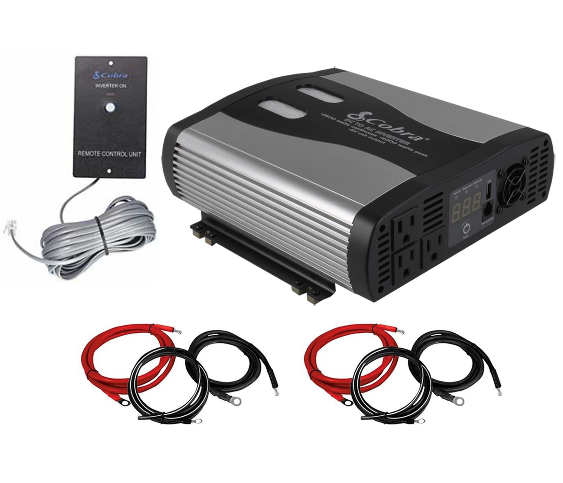 Cobra Cpi2575 5000w Power Inverter 2 Cable Kits Remote Switch