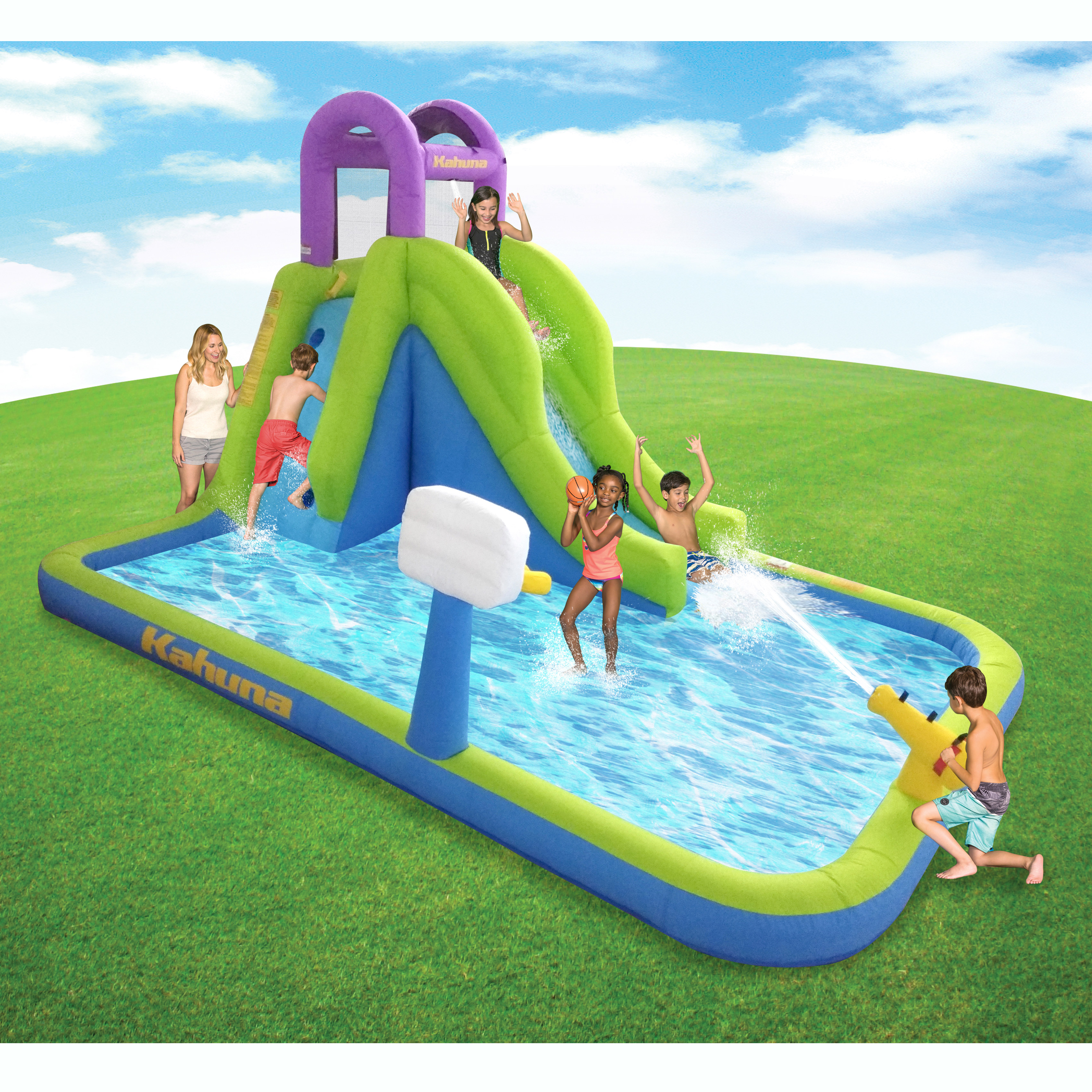 outdoor inflatable pool with slide