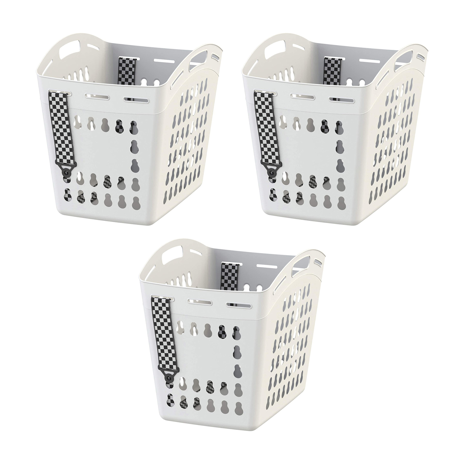 3 X Laundry Bag Round Fabric Washing Basket Clothes Black /& White 87L