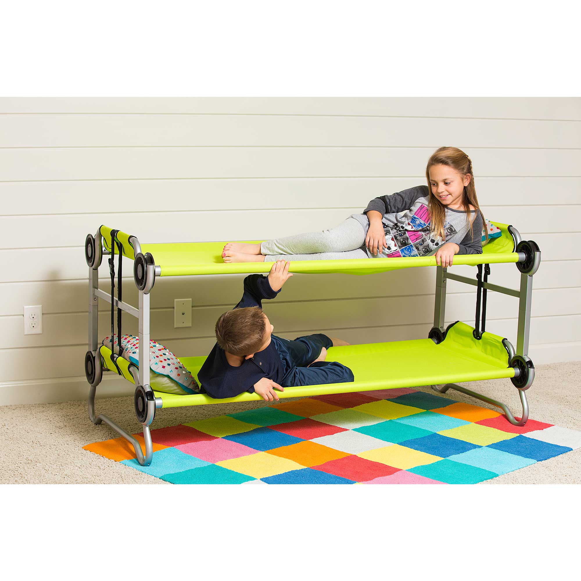 DiscOBed Youth KidOBunk Green Benchable Camping Cot and Hanging