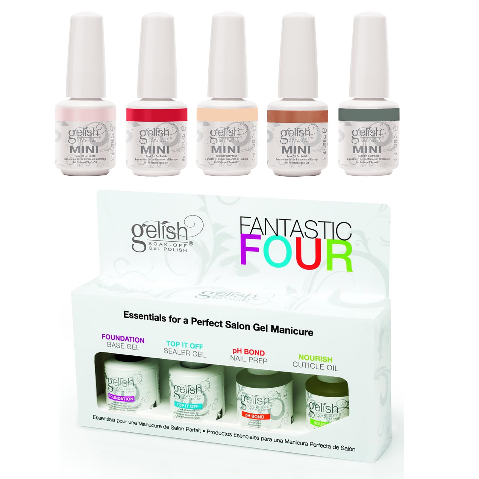 Gelish Fantastic Four Gel Polish Kit with 5 Mini Gel Nail Polish
