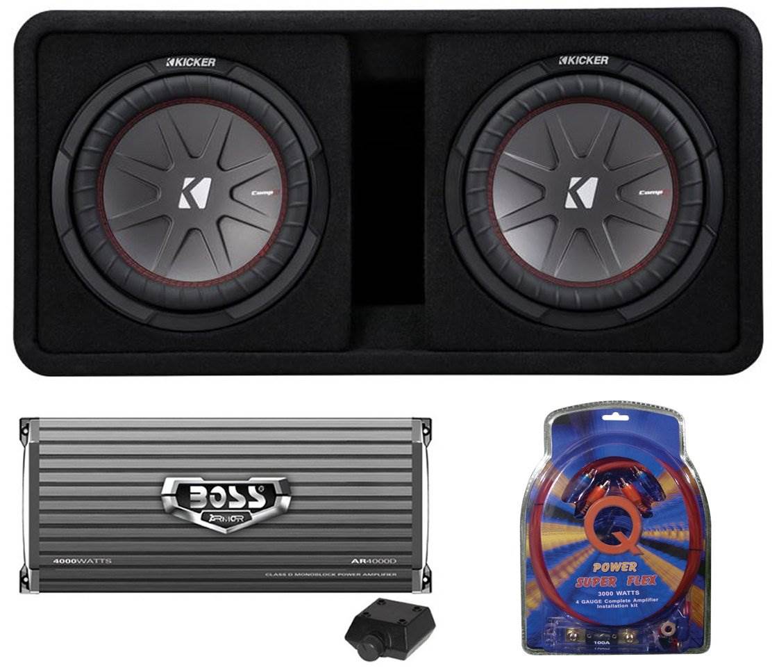 12 inch kicker subwoofer with box and amp