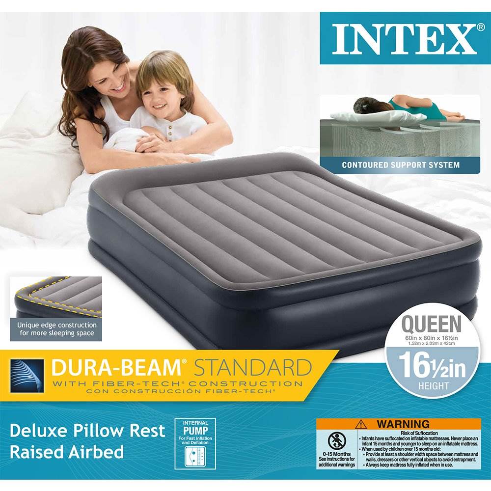 intex raised pillow rest airbed queen