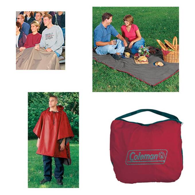 Coleman All Outdoors 3-in-1 Camping Blanket Poncho Stadium Seat Model 8817-308