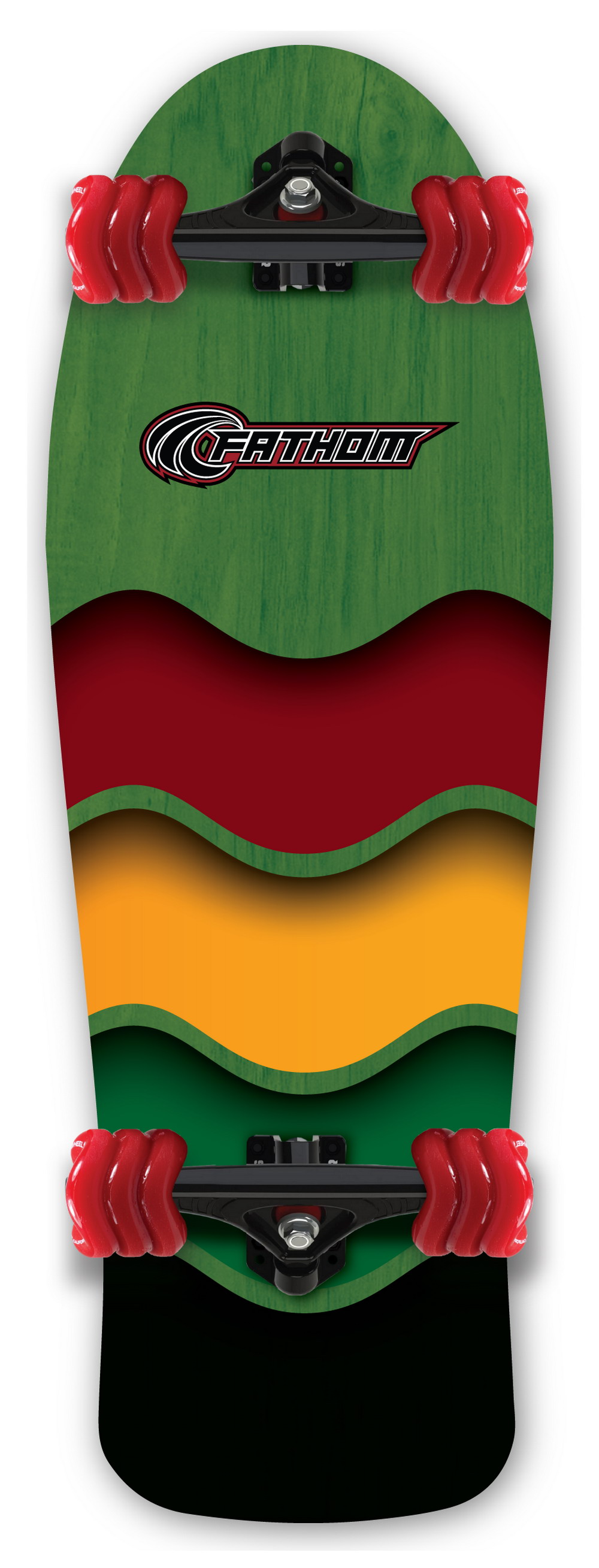 Green Fathom by Shark Wheel Rasta Cruiser Longboard Skateboard Complete