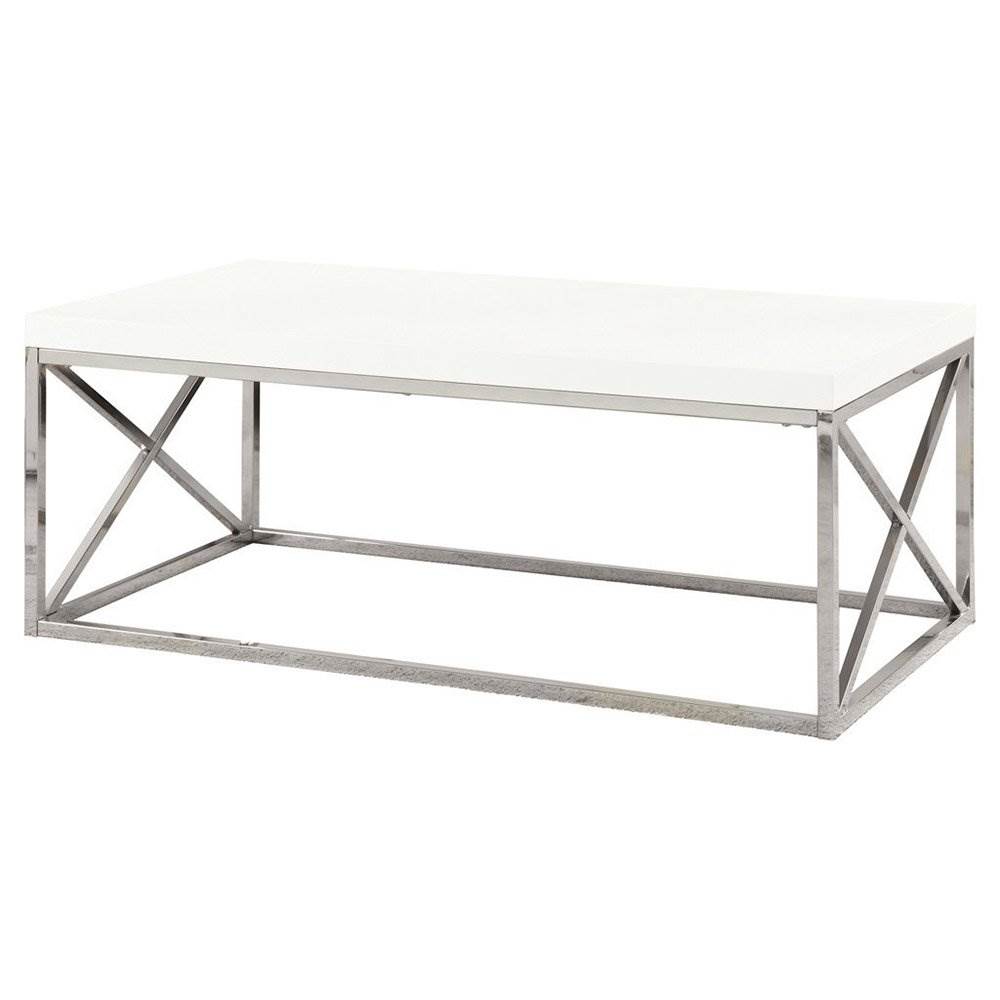 Details about   Monarch Glossy White Chrome Metal Contemporary Design Coffee Table Open Box 