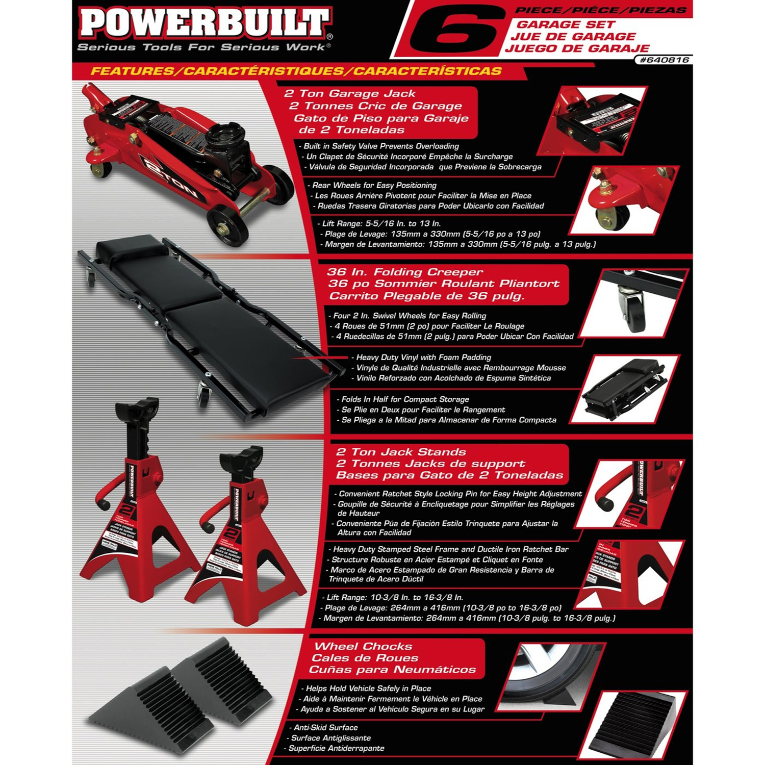 Floor Jacks Alltrade 640816 6Pc Garage Service Combo