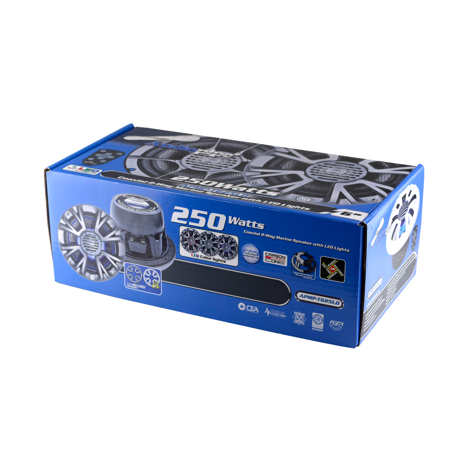 Audiopipe APMP-T625LD 6.5 Inch 250 Watt Max 4 Ohm Marine Audio 2 Way Coaxial Stereo Speaker with LED Lights and 1.2 Inch Kapton Voice Coil Silver Audiopipe APMP-T625LD 6.5 Inch 250 Watt Max 4 Ohm Marine Audio 2 Way Coaxial Stereo Speaker with LED Lights and 1.2 Inch Kapton Voice Coil Silver
