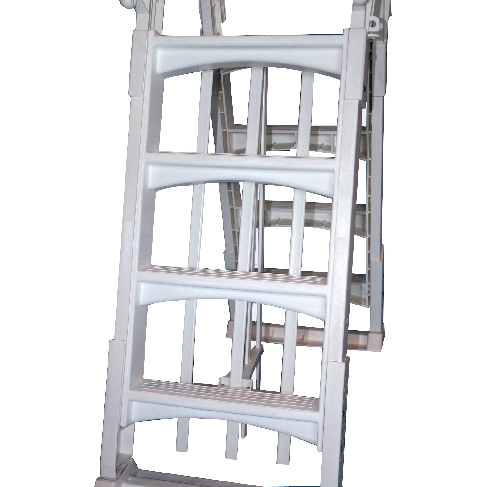 Vinyl Works Ladder with Barrier for Swimming Pools 48 56" Tall, White