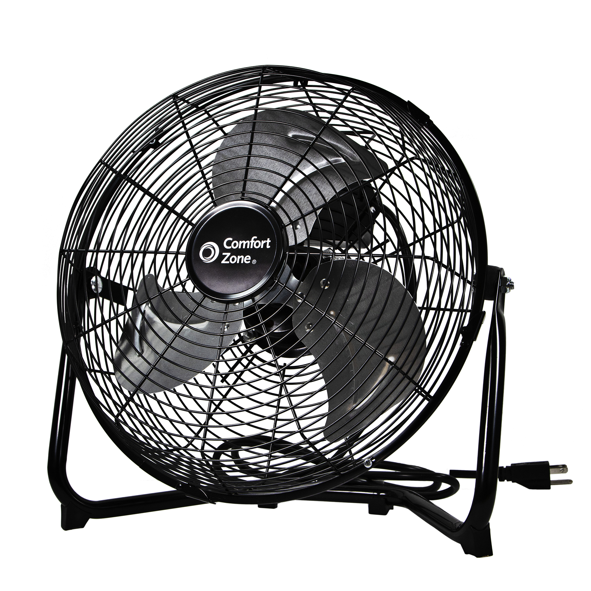 Comfort Zone 12 High Velocity 3 Speed 180 Degree Adjustable Cradle Fan Black