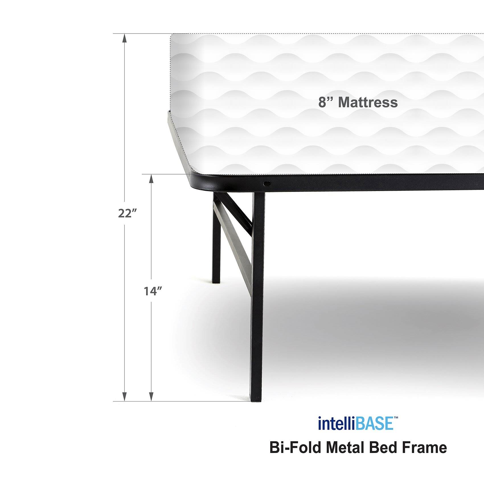 intelliBASE Lightweight Easy Set Up Bifold Platform White Metal Bed