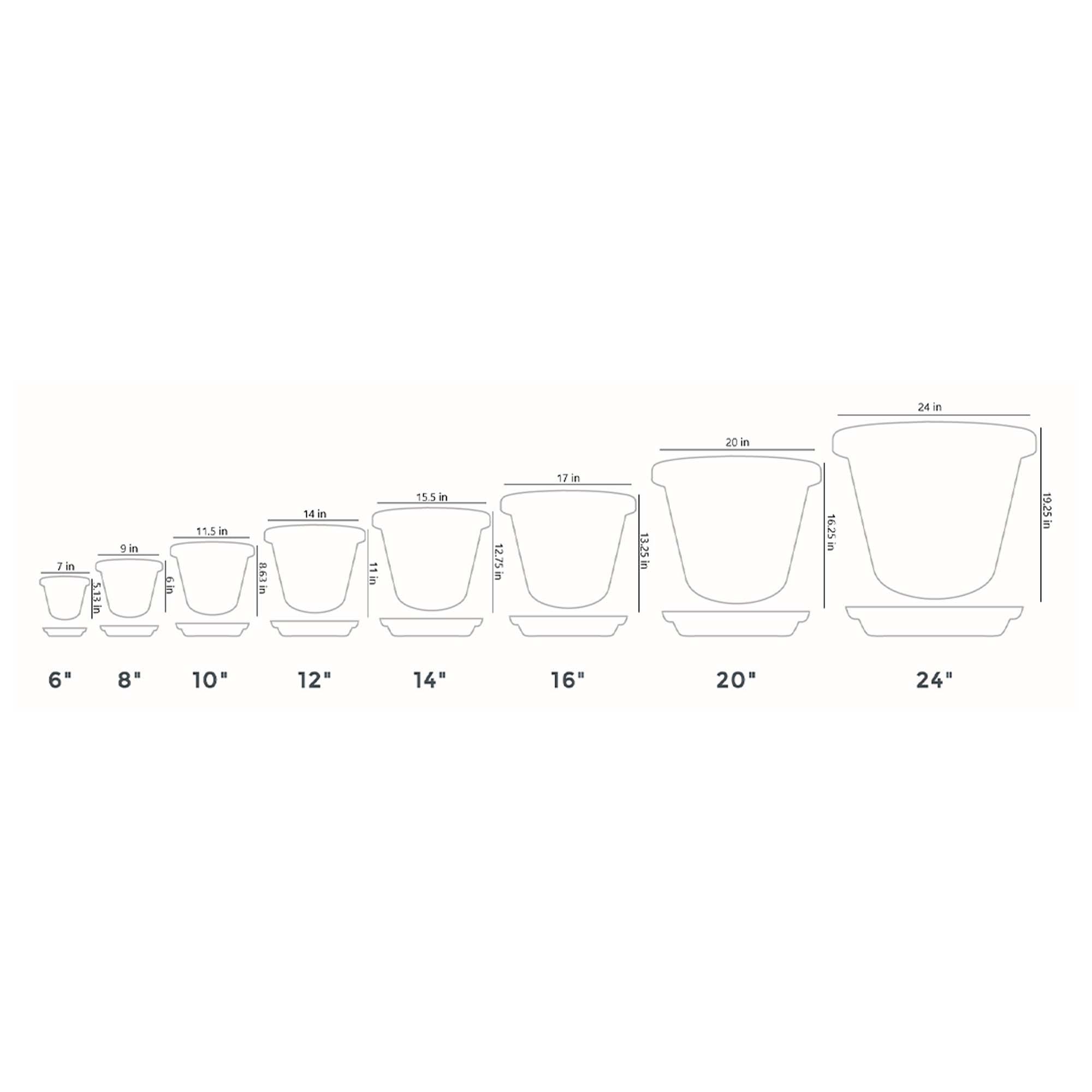 Brown HC Companies Classic Plastic 24 Inch Round Flower Plant Pot Deep Saucer
