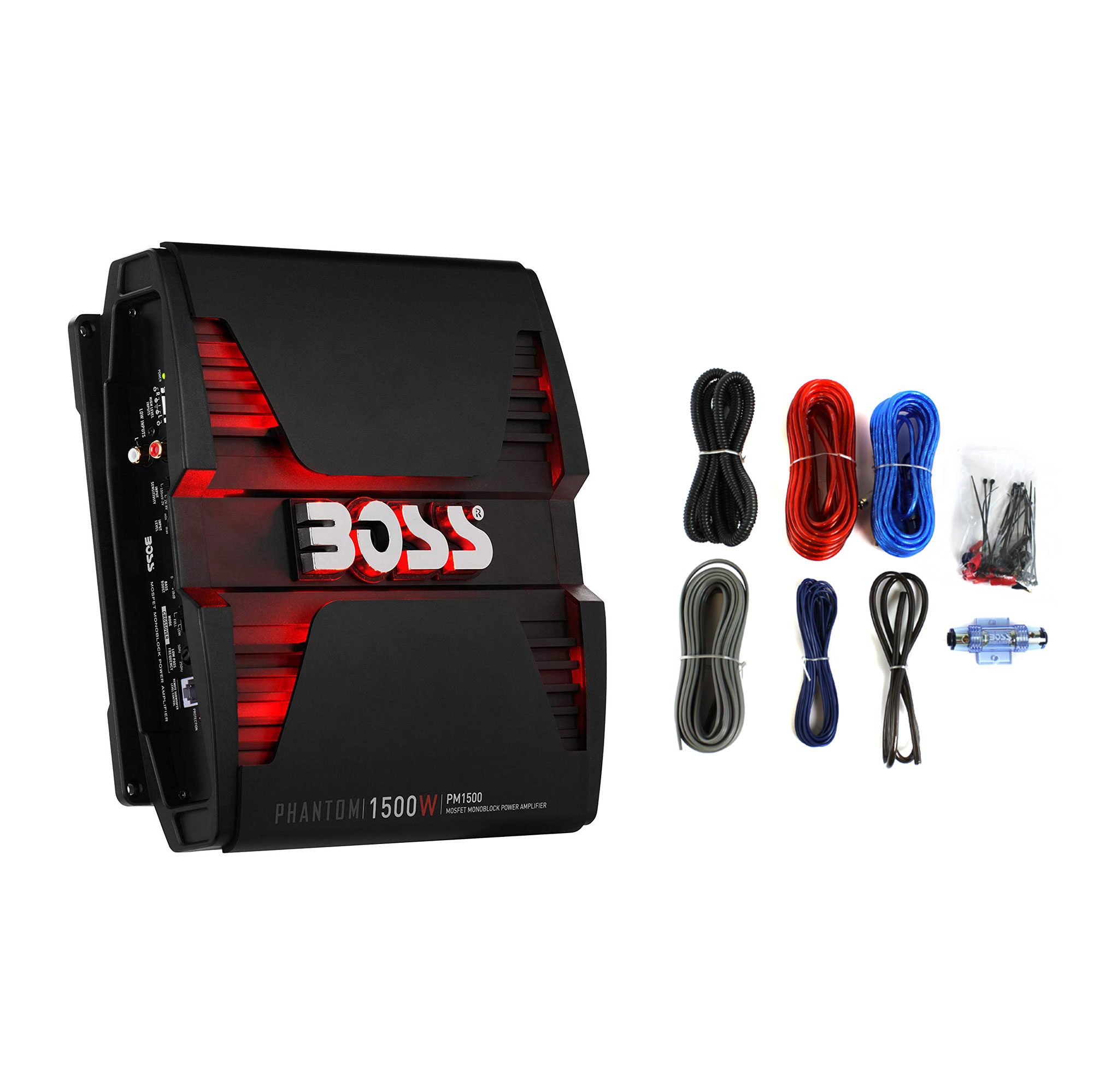 Monoblock Mosfet Car Amplifier with Remote Subwoofer Control BOSS Audio Systems PM1500 Phantom 1500 Watt 2 4 Ohm Stable Class AB