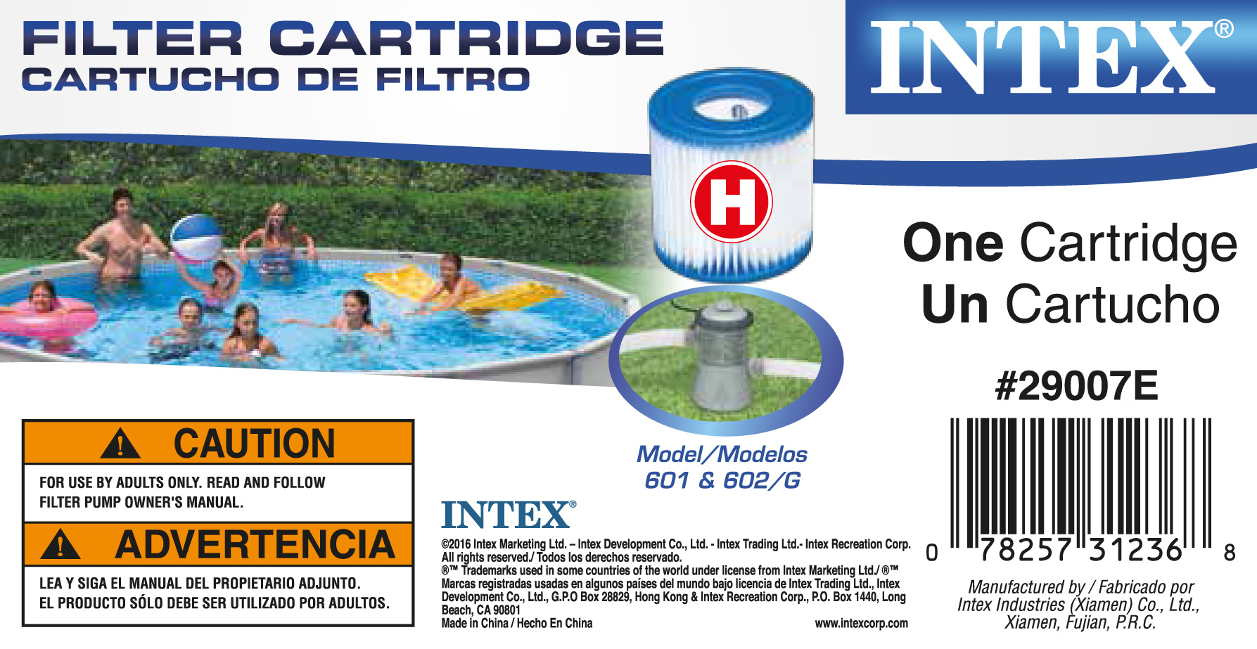 Intex Type H Easy Set Filter Cartridge Replacement for Swimming Pools 29007E