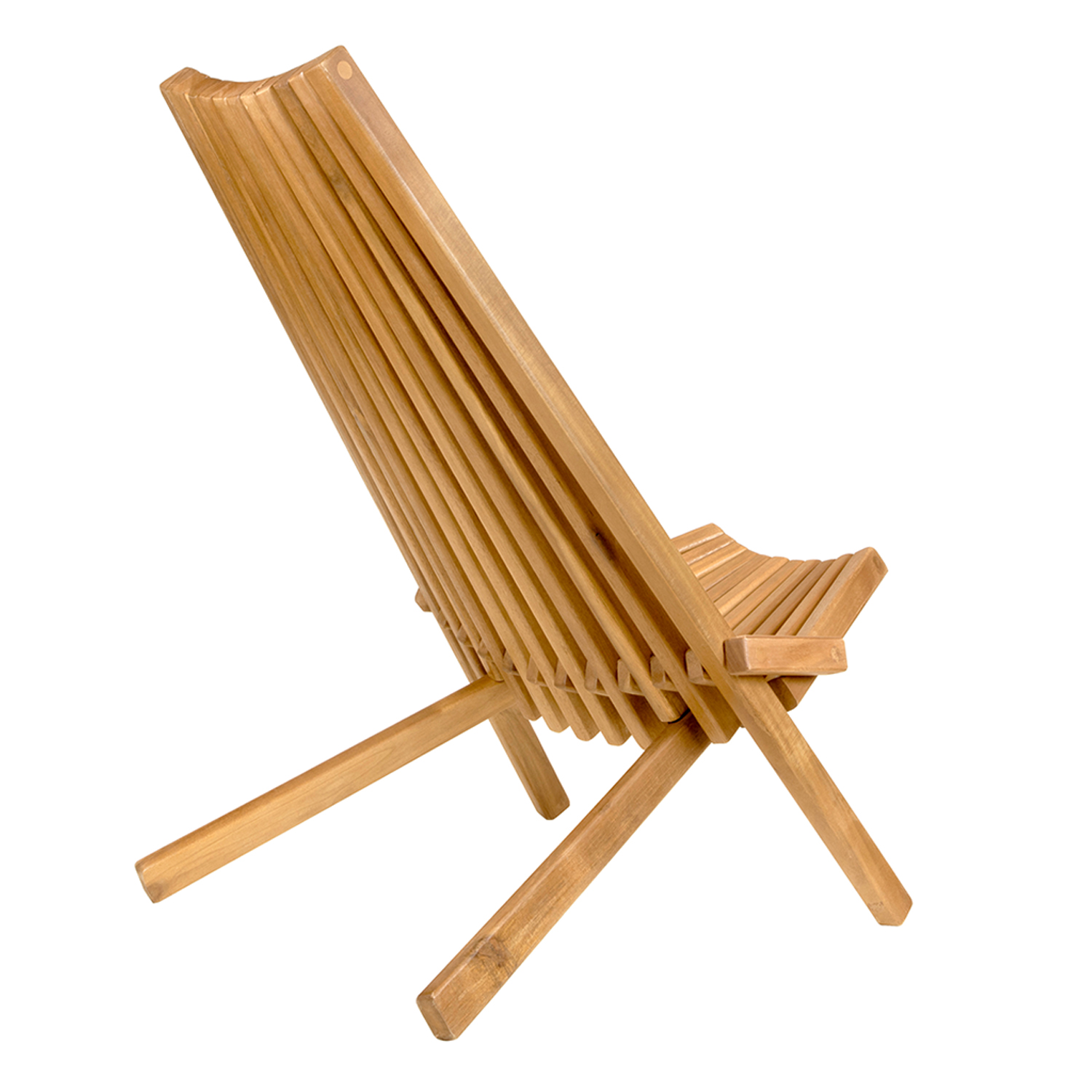 CleverMade Tamarack Low Profile Acacia Wood Lounge Folding Wooden Outdoor Chair