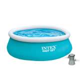 Intex 6ft x 20in Easy Set Inflatable Round Kids Backyard Swimming Pool & Pump