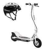 Razor E325 Electric 24-Volt Motorized Kids White Scooter + Youth Black Helmet
