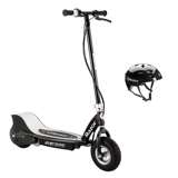 Razor E325 Adult High-Torque Electric Powered Scooter with Youth Helmet, Black