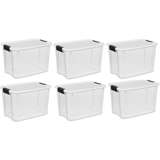 Sterilite 30 Quart Clear Plastic Latching Storage Container Box (6 Pack)