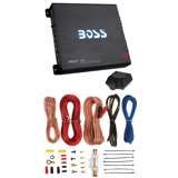 BOSS R6002 1200W 2-Channel Car Audio Amplifier, Remote, 8 Gauge Amp Kit Install