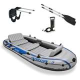 Intex Excursion 5 Inflatable Rafting and Fishing Boat with Oars & Motor Mount