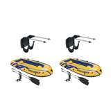 Intex Boat Mount Kit & Inflatable Raft Boat Set With Pump And Oars (2 Pack)