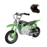 Razor MX400 Dirt Rocket 24V Electric Toy Dirt Bike & Full Face Helmet, Green