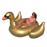 Swimline Golden Swan 75 Inch Inflatable PVC Giant Rideable Raft Pool Float, Gold