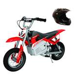 Razor MX350 Dirt Rocket Electric Toy Motocross Ride On Dirt Bike w/ Helmet, Red
