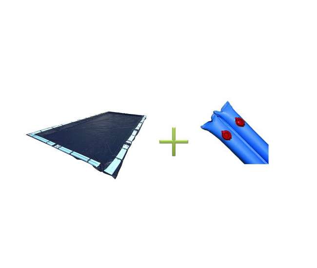 CO82137R + 10 x ACC110DU Swimline 16x32 Rectangular Inground Pool Cover with Ten 10 ft Water Tubes
