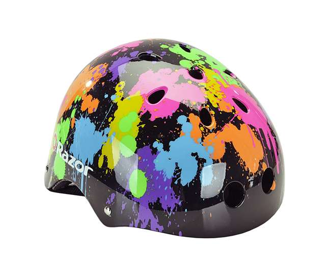 15130659 + 97913 + 96785 Razor Pocket Mod Mini Electric Scooter Bundle with Rainbow Helmet & Safety Pads