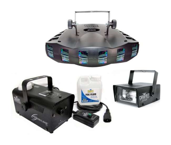 DERBY-X + H700 + MINISTROBE-LED Chauvet DJ DERBY X RGB DMX Pro DJ Strobe Light + H700 Fog Machine + Strobe Light