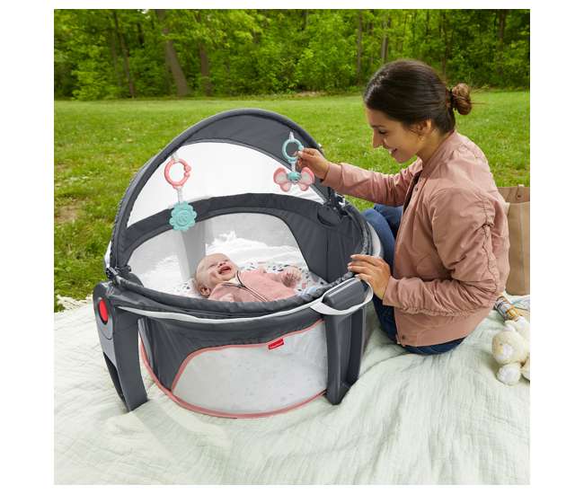GKH69 Fisher Price GKH69 2-in-1 Portable On-The-Go Baby Dome Play Area, Rosy Windmill