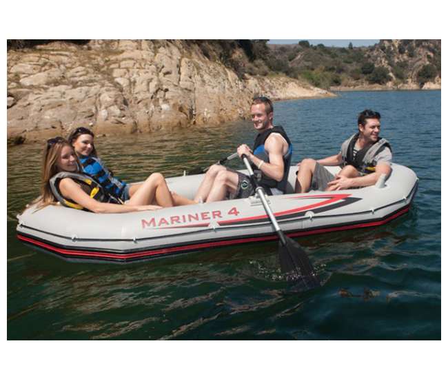 68376EP + 68624E Intex Mariner 4 Inflatable Dinghy Boat Set & Motor Mount Kit