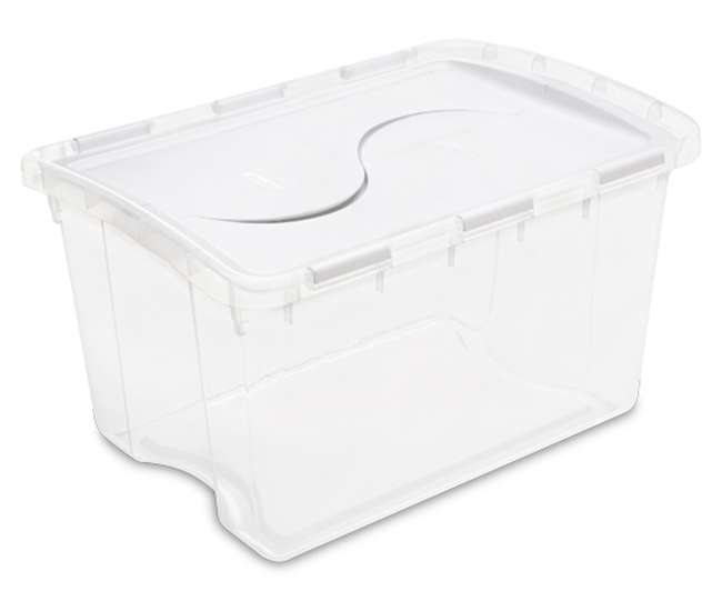 clear tote with hinged lid