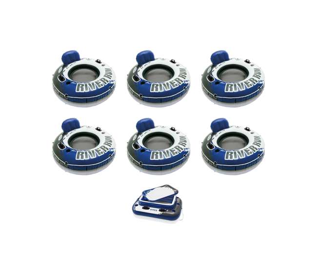 58821EP + 6 x 58825EP Intex Cooler Float & Lake Ocean Floating Tube Raft (6 Pack)