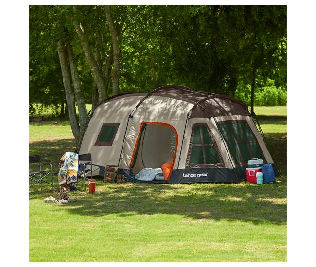 TGT-OZARK-16-D Tahoe Gear Ozark TGT-OZARK-16-D 16 Person 3 Season Family Cabin Tent, Brown