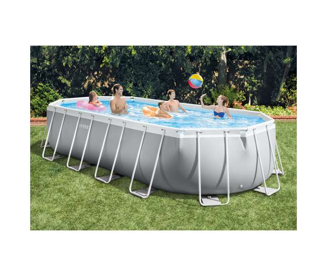 26797EH + 2 x 58868EP + 58821EP Intex Oval Pool w/ Inflatable Loungers and Cooler Float