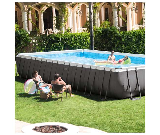26371EH + 2 x 58821EP + 4 x 58868EP Intex 32' Rectangular Swimming Pool, Beverage Float (2 Pack), & Float (4 Pack)