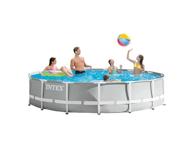 26723EH + 28032E Intex 15 Foot Prism Frame Pool Set with Debris Cover
