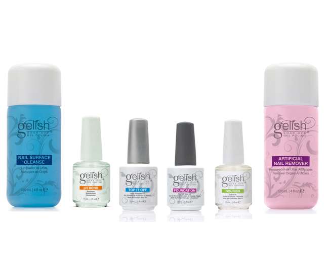 US01379-18GLAMP+1900104-FULLBASIX+1900115-6PACK1 Gelish Harmony Gel Polish LED Lamp & Basix Care Kit & 6 Colors