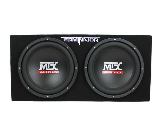 TNE212D + EV1500M + AKS8 MTX 12" 1200W Dual Loaded Car Audio Subwoofers with Box Enclosure Package